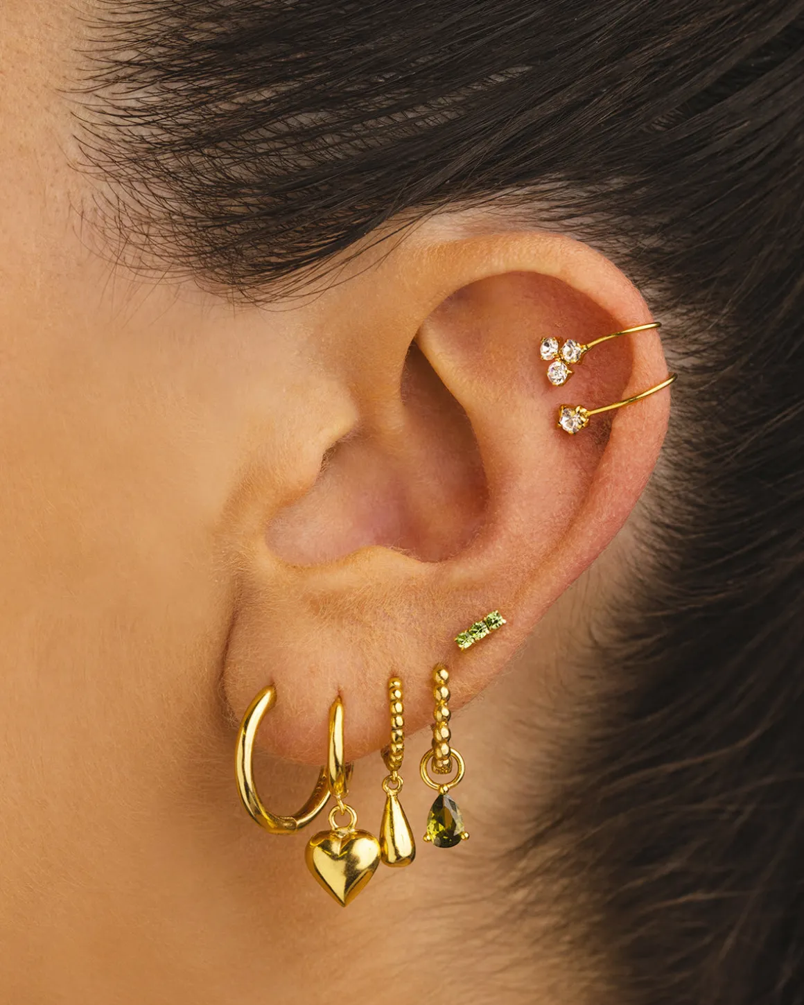 CHARM DROPS GREEN GOLD