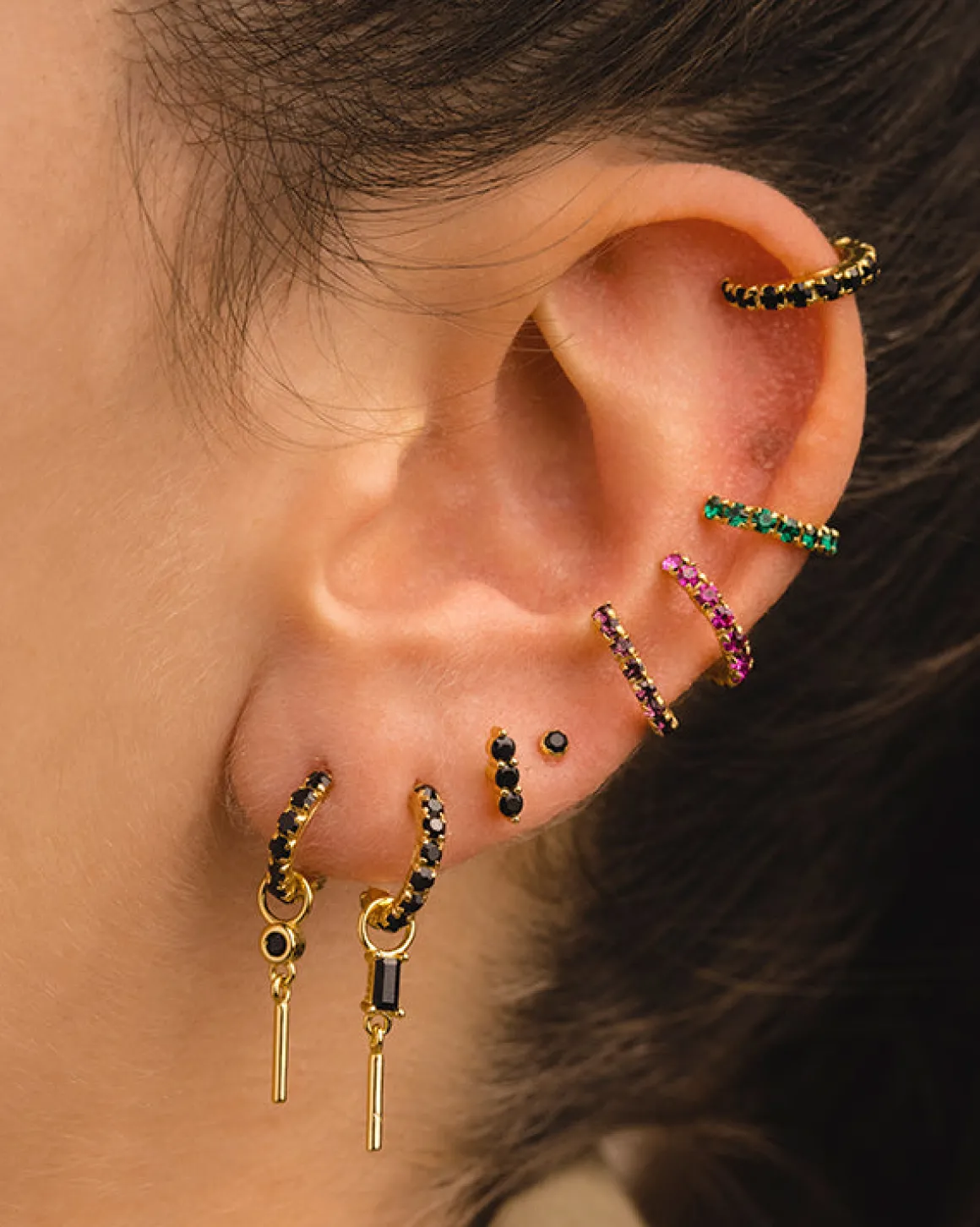 PENDIENTES ARLA MINI BLACK GOLD