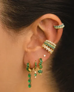 PENDIENTES ARLA MINI GREEN LIGHT SILVER