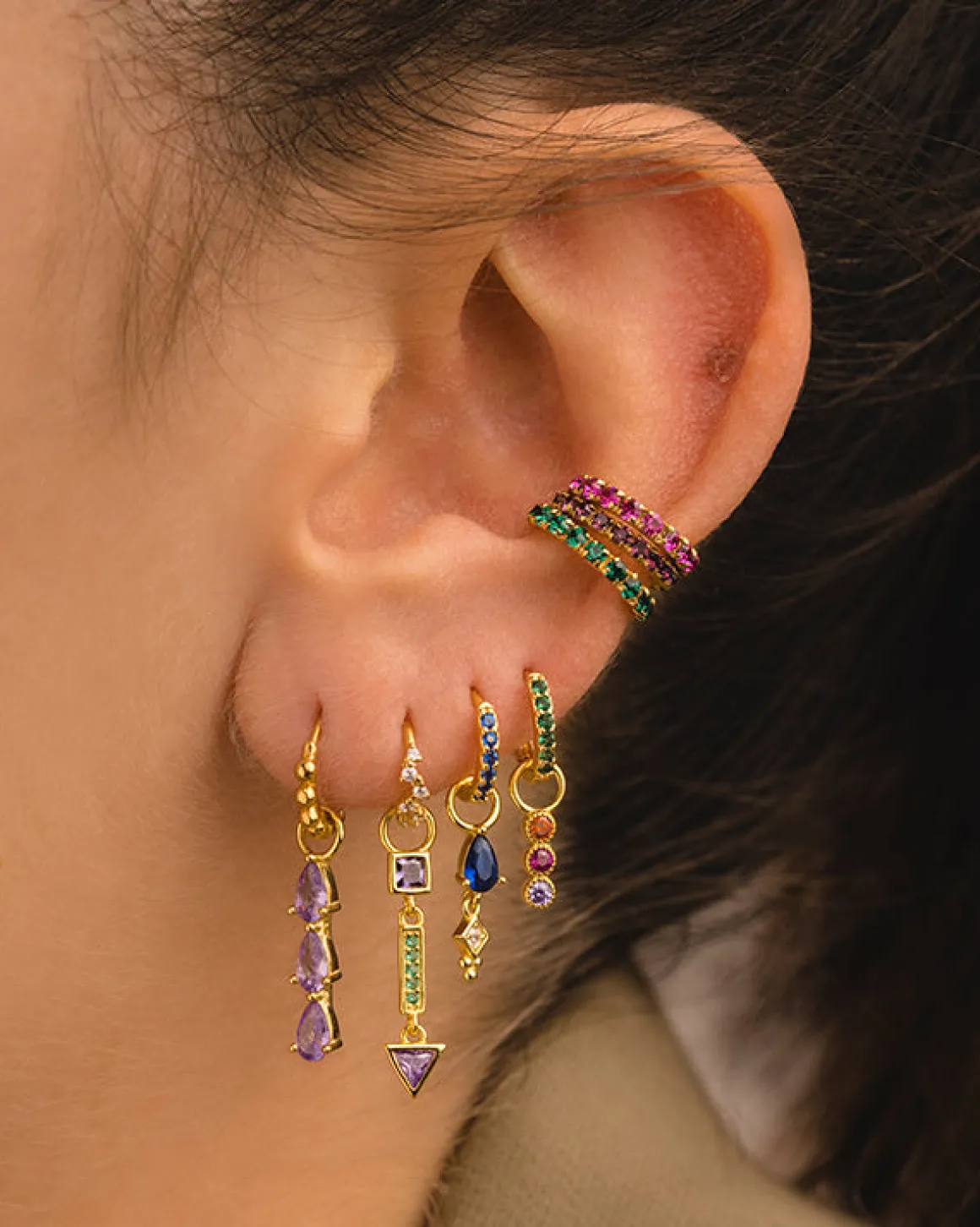 PENDIENTES ARLA MINI GREEN SILVER