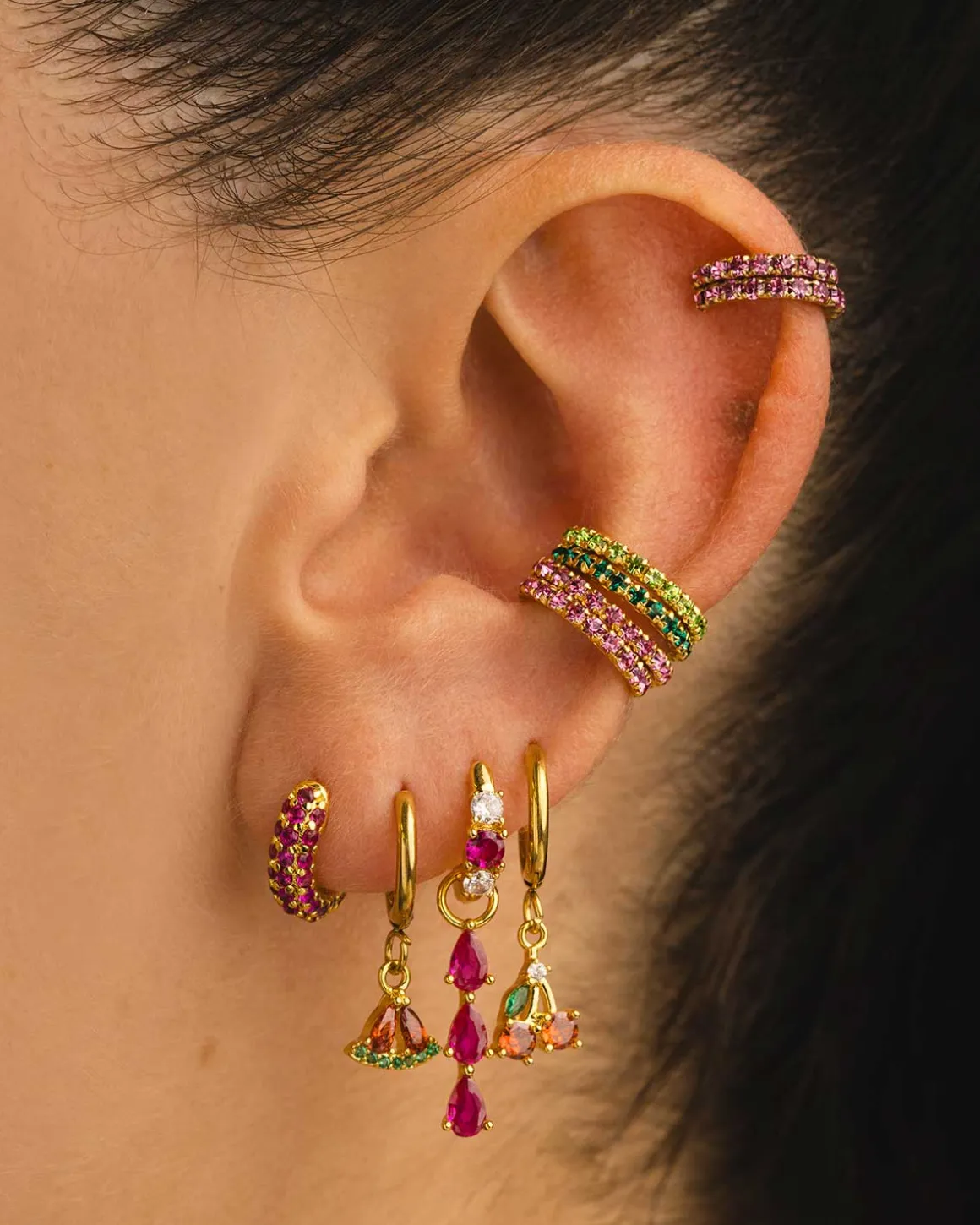 PENDIENTES ARLA MINI GREEN LIGHT GOLD