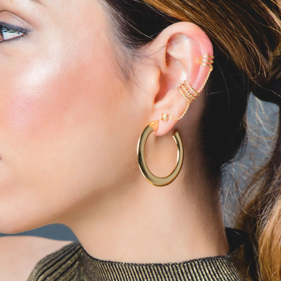 PENDIENTES HARI CHAIN STAR DUO GOLD