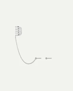 PENDIENTES HARI MAXI CHAIN BALL DUO SILVER