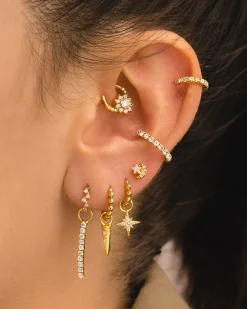 PENDIENTES HOOPS BALLS GOLD