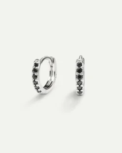 PENDIENTES HOOPS BRIGHT BLACK SILVER