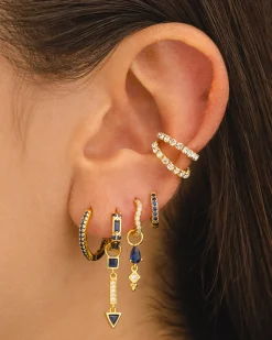 PENDIENTES HOOPS BRIGHT BLUE GOLD