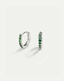 PENDIENTES HOOPS BRIGHT GREEN MINI SILVER