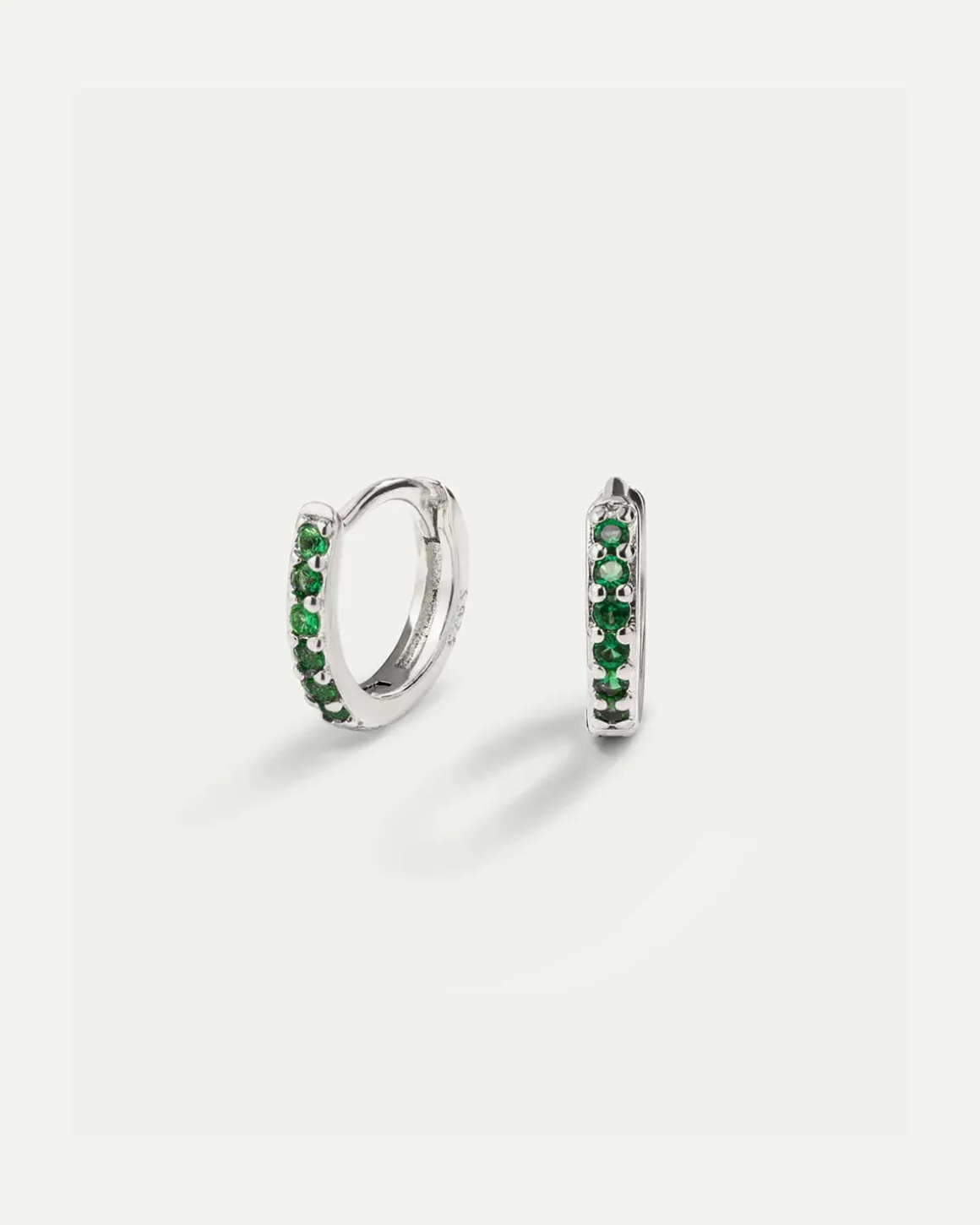 PENDIENTES HOOPS BRIGHT GREEN MINI SILVER
