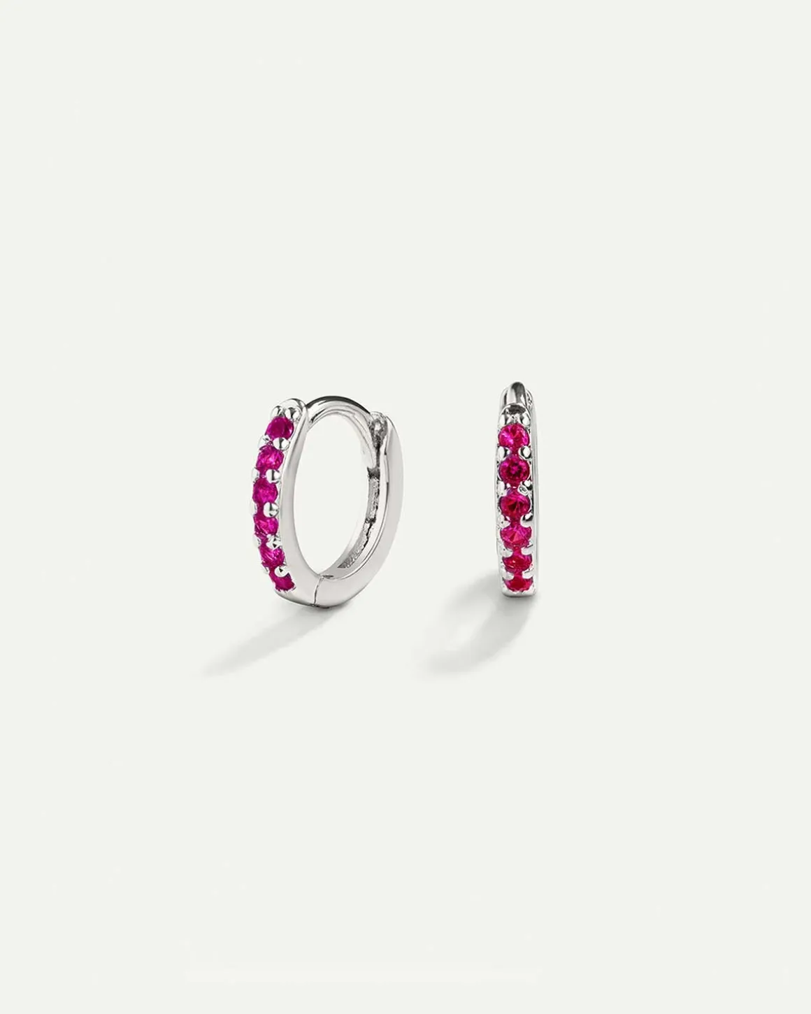 PENDIENTES HOOPS BRIGHT PINK MINI SILVER
