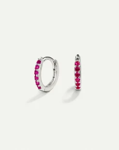 PENDIENTES HOOPS BRIGHT PINK SILVER