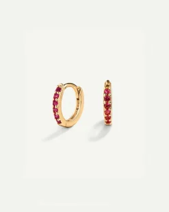 PENDIENTES HOOPS BRIGHT PINK MINI GOLD