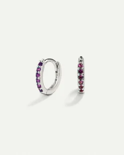 PENDIENTES HOOPS BRIGHT PURPLE SILVER