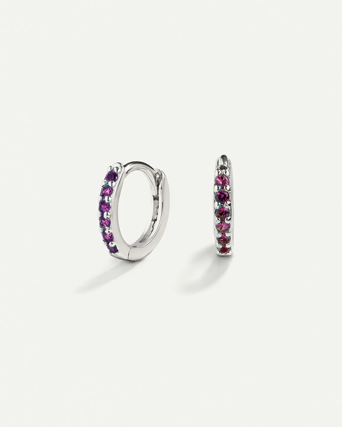 PENDIENTES HOOPS BRIGHT PURPLE SILVER