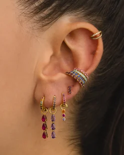 PENDIENTES HOOPS BRIGHT PINK SILVER