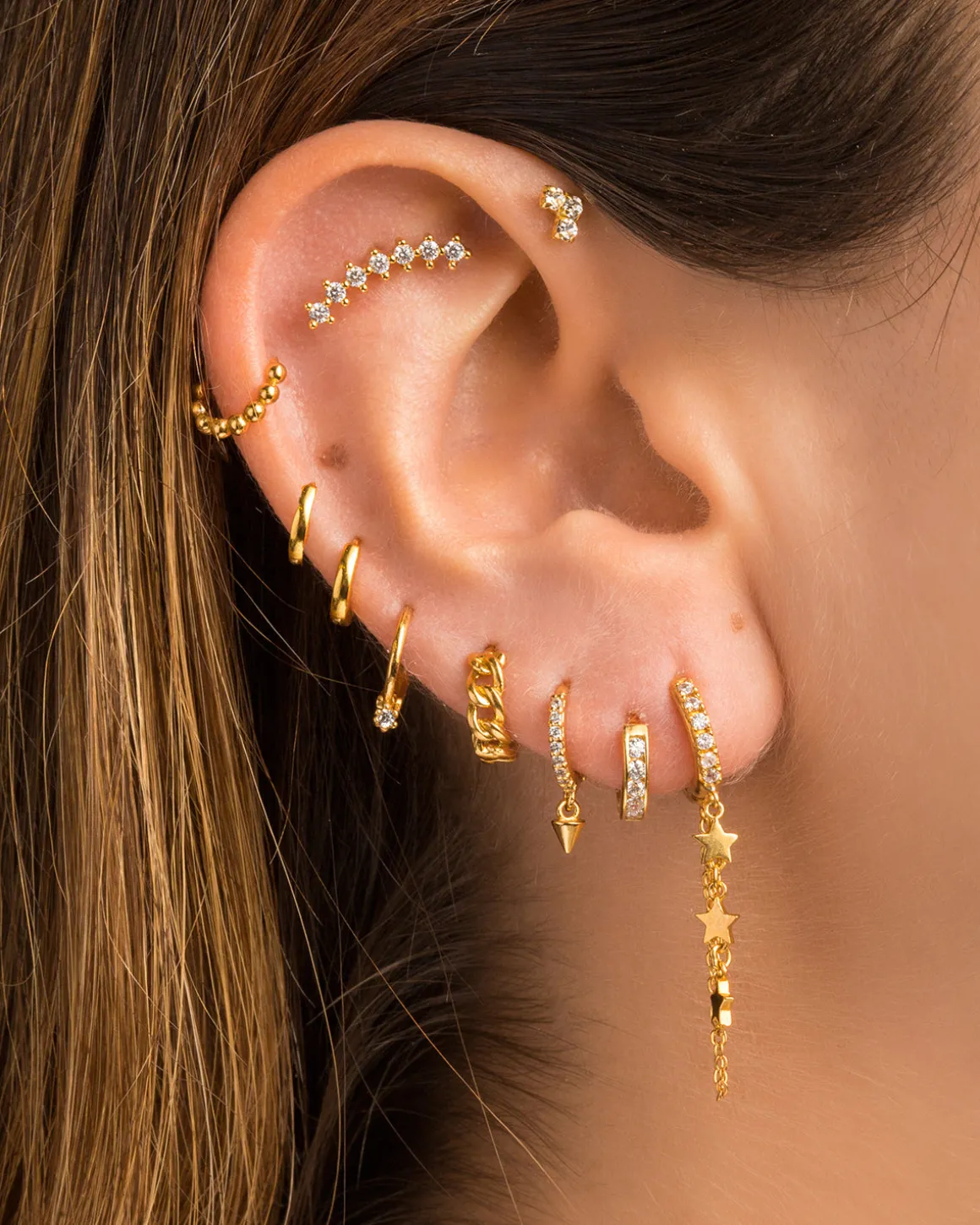 PENDIENTES HOOPS CHAIN GOLD