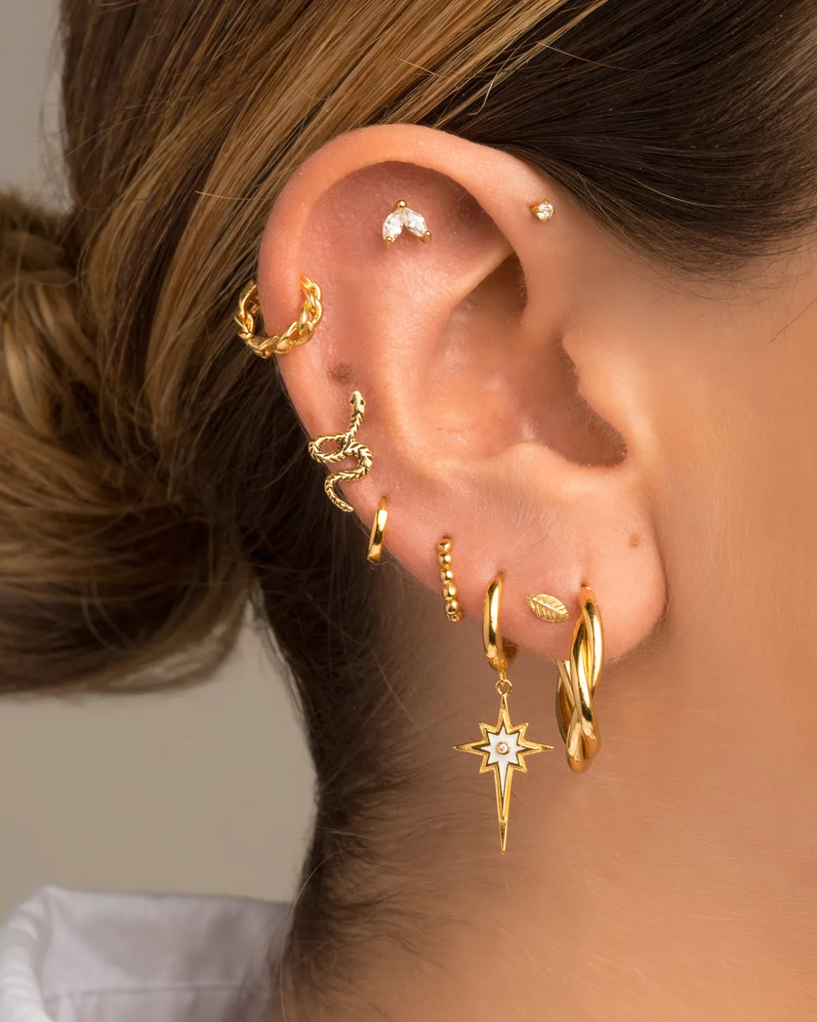 PENDIENTES HOOPS CHAIN GOLD