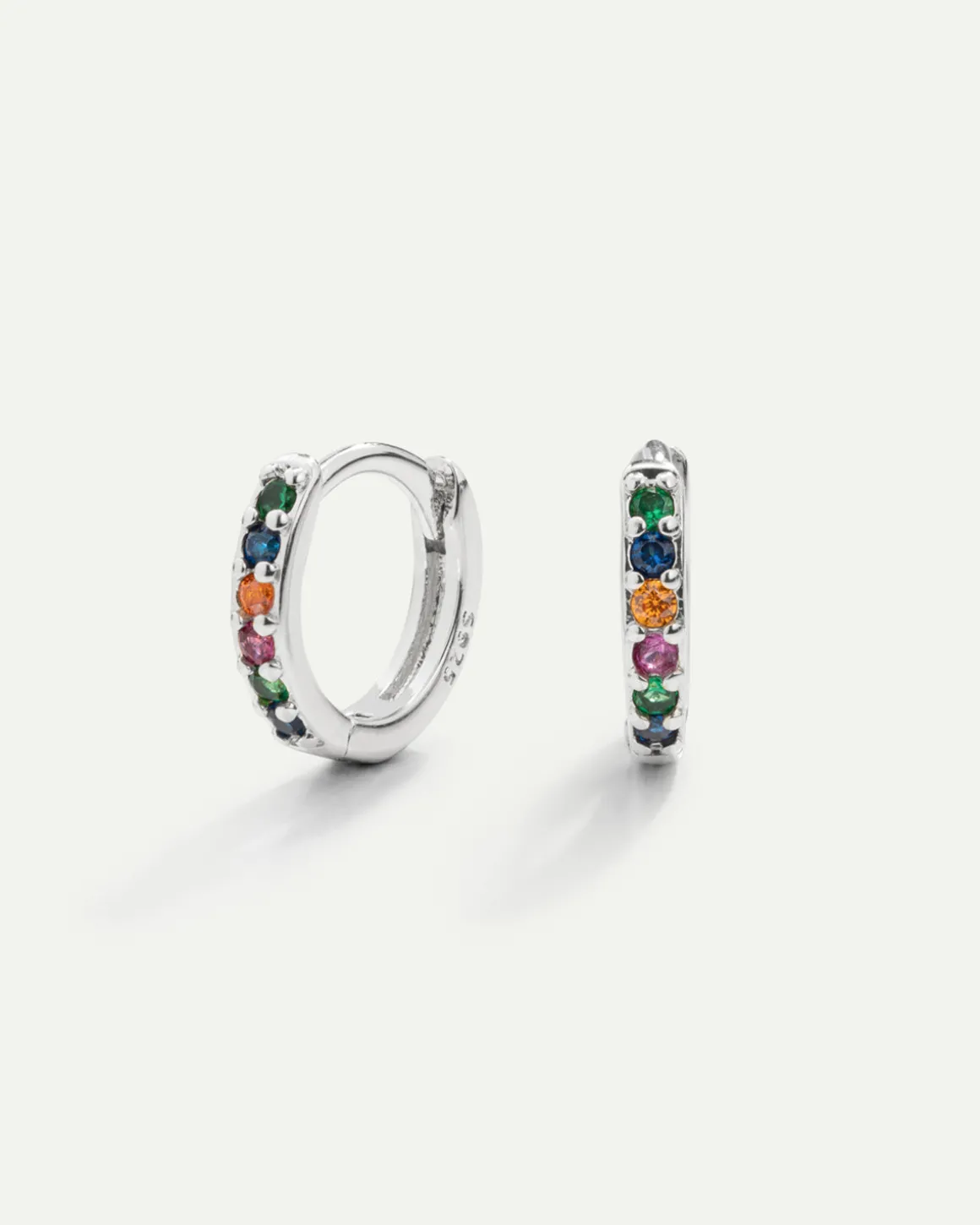 PENDIENTES HOOPS RAINBOW SILVER
