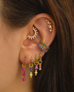 PENDIENTES HOOPS RAINBOW GOLD