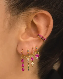 PENDIENTES HOOPS RAINBOW MINI GOLD
