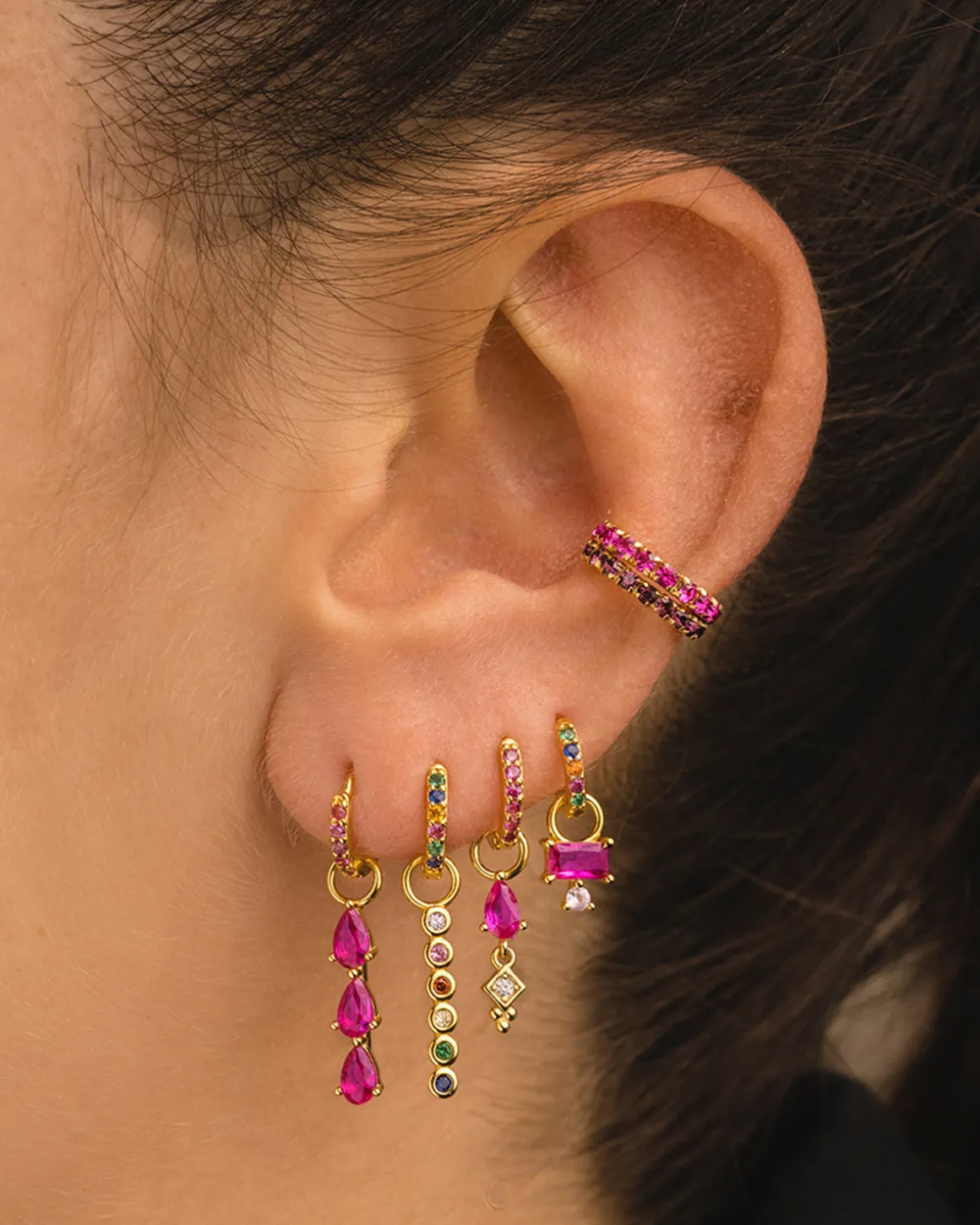 PENDIENTES HOOPS RAINBOW MINI GOLD