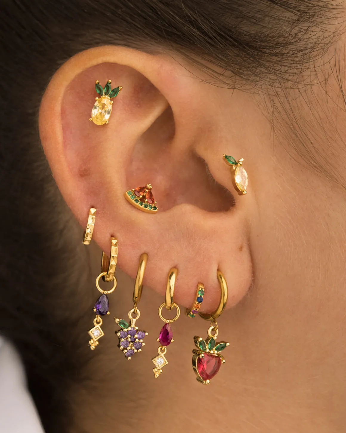PENDIENTES HOOPS RAINBOW MINI GOLD
