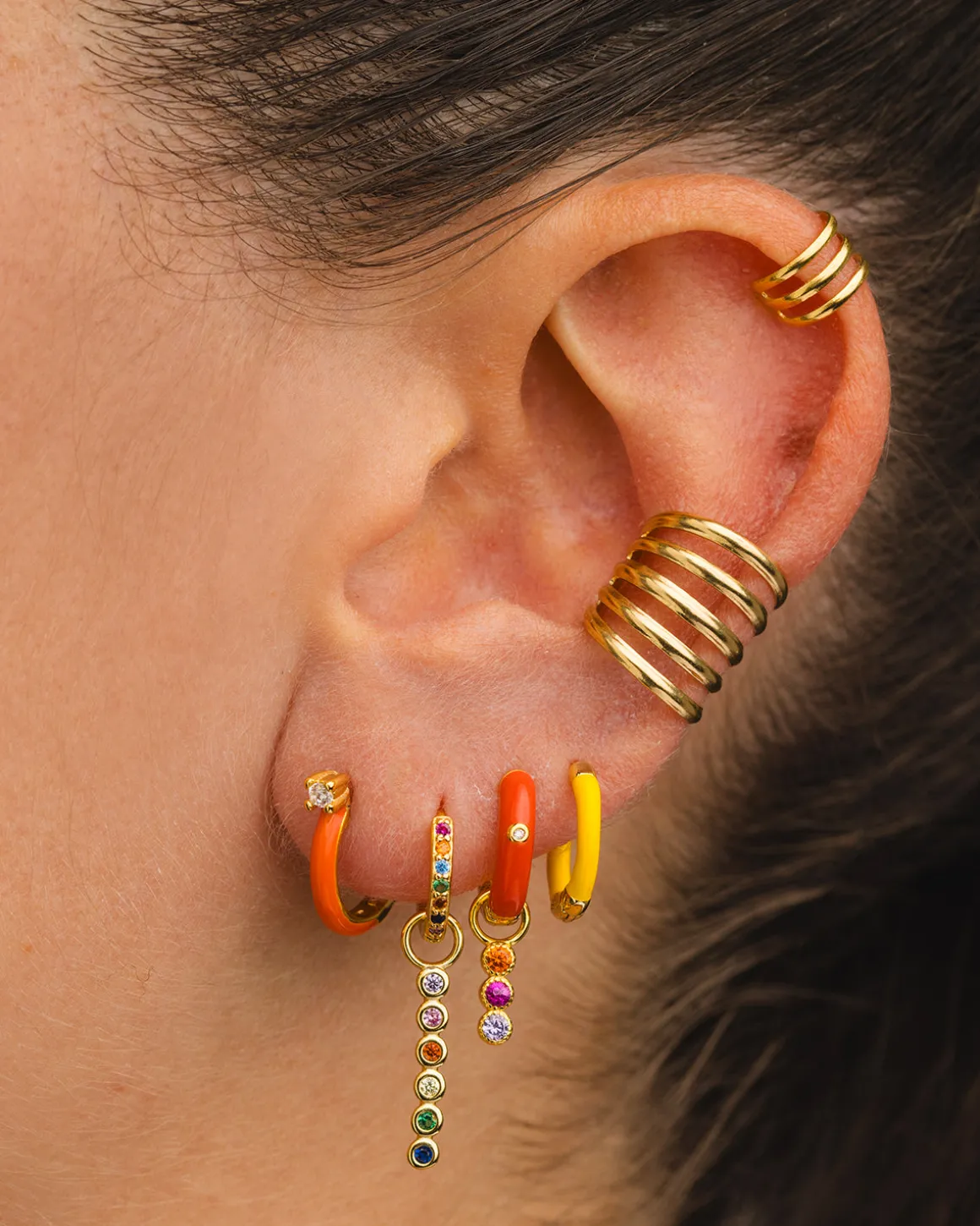 PENDIENTES HOOPS RAINBOW GOLD