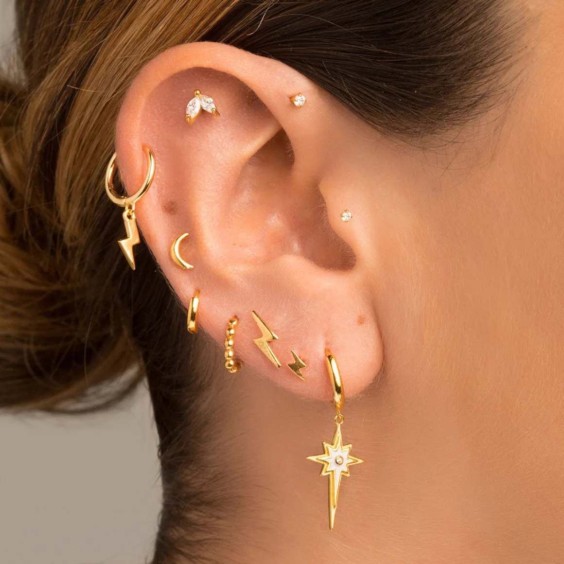 PENDIENTES HOOPS RAY GOLD
