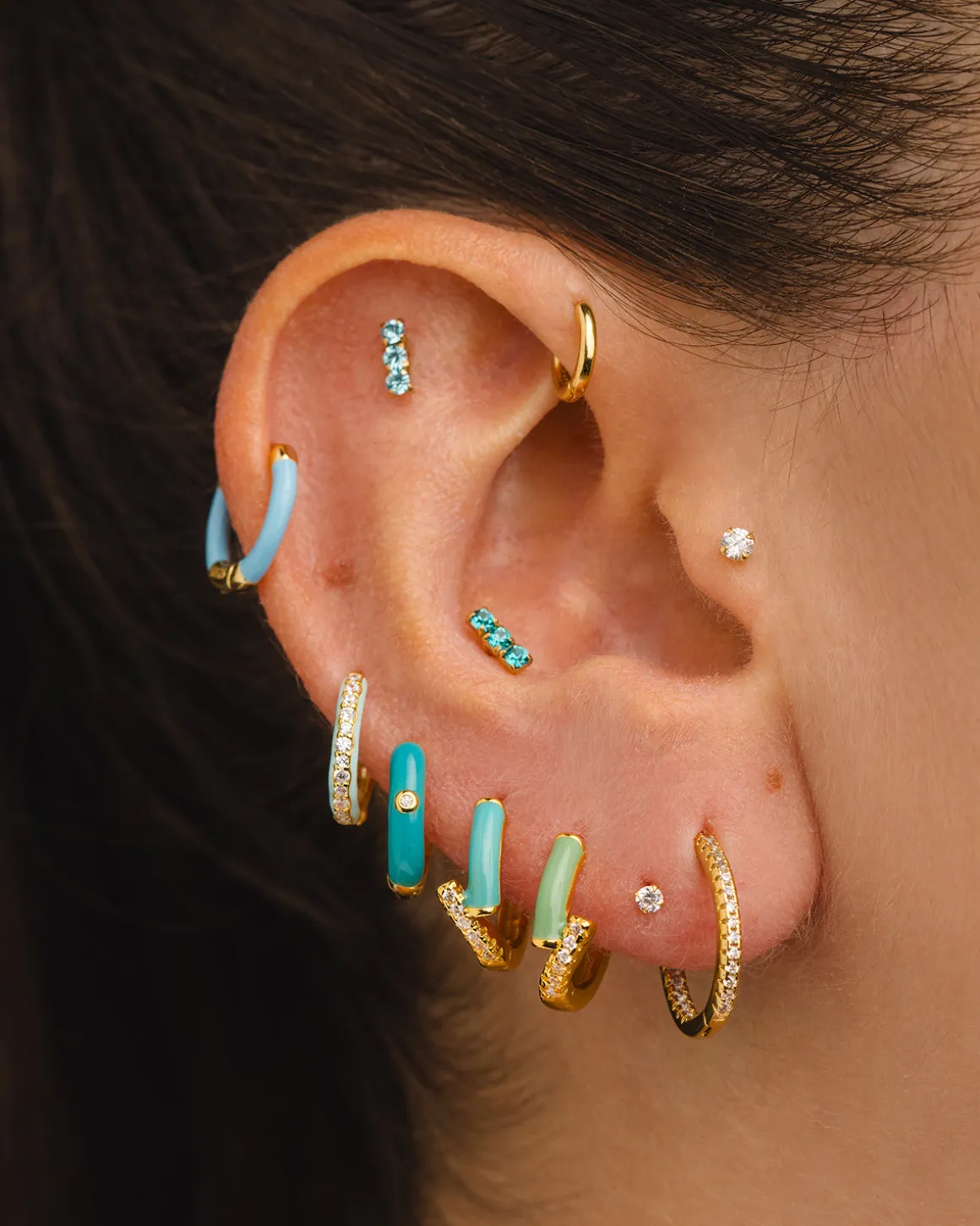 PENDIENTES HORIZON BLUE GOLD