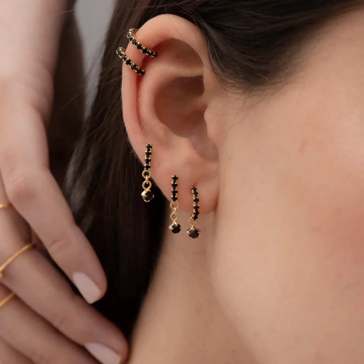 PENDIENTES ICE BLACK GOLD