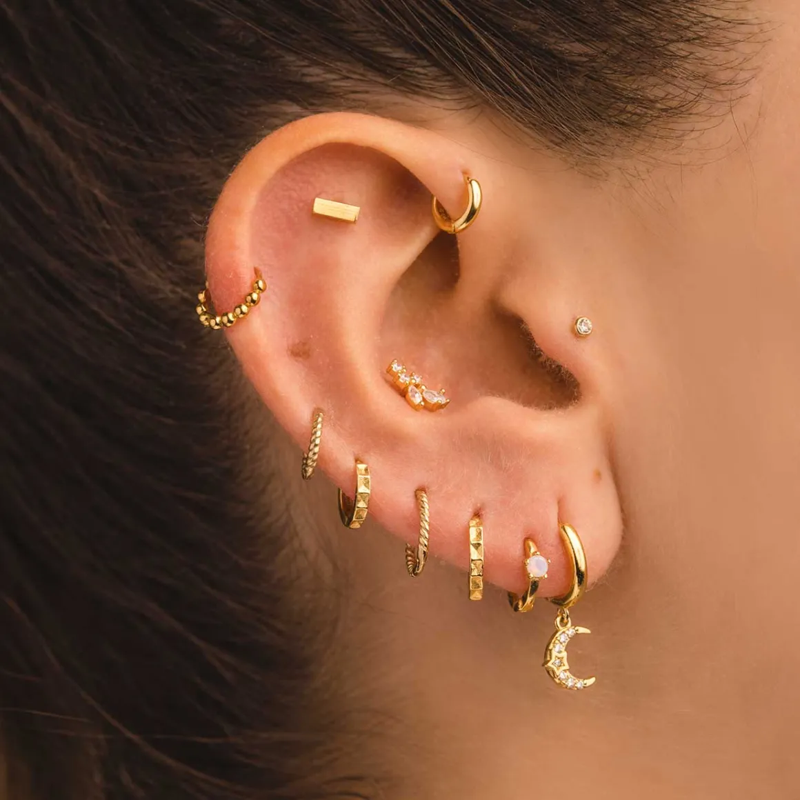 PENDIENTES ROCK MINI GOLD