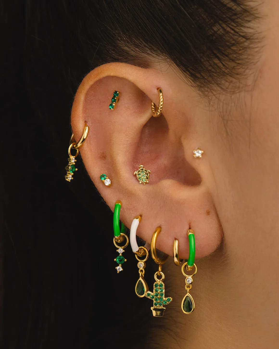 PENDIENTES VENUS GREEN GOLD